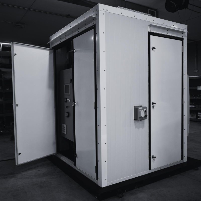 Custom E-House enclosure built for industrial electrical and control equipment